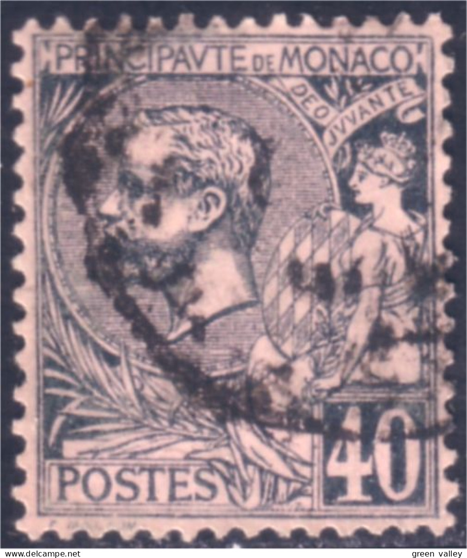 630 Monaco YT 17 1891 40c Noir Sur Rose Oblitération Circulaire (MON-11) - Used Stamps