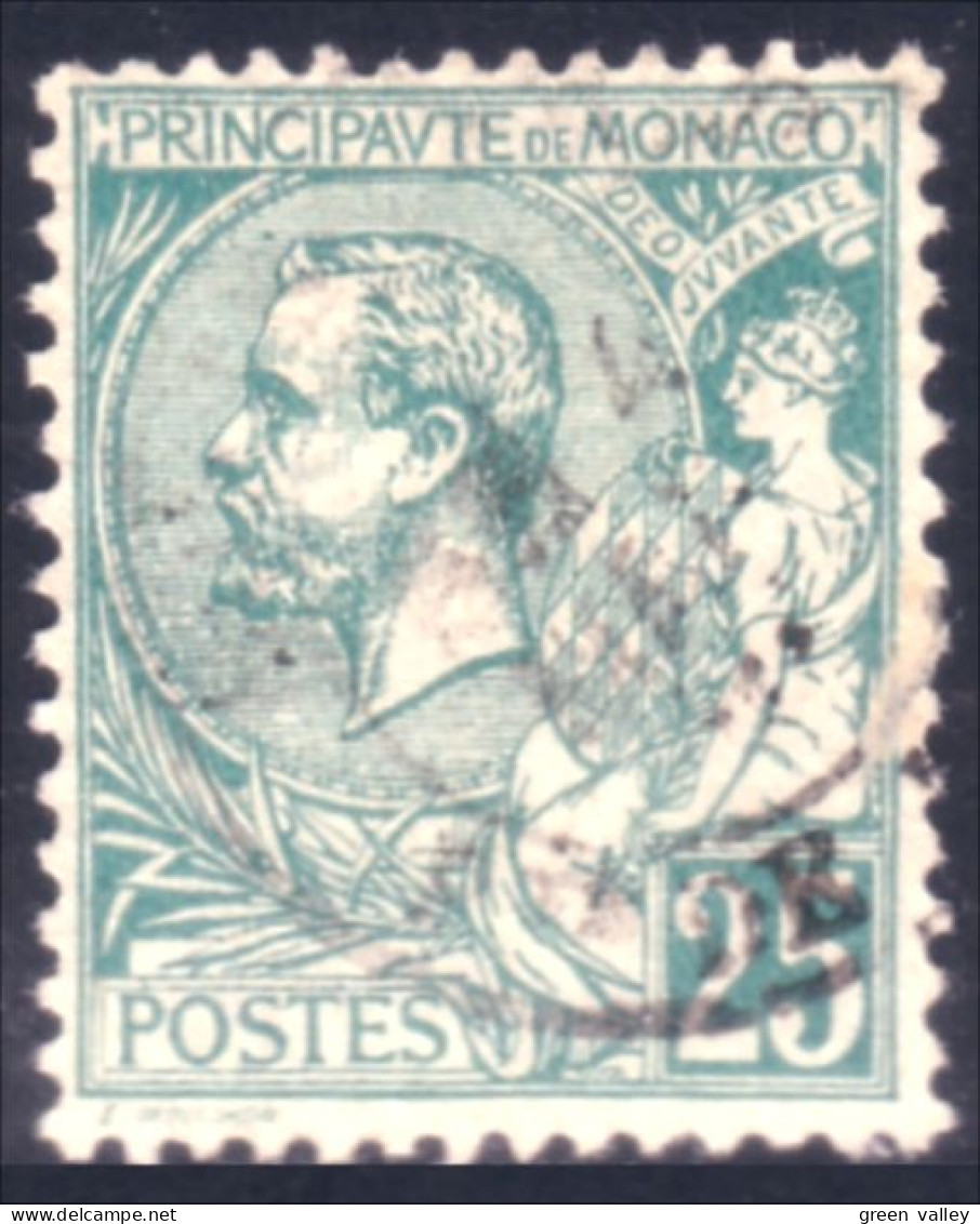 630 Monaco YT 16 1891 25c Vert Oblitération Circulaire (MON-9) - Used Stamps