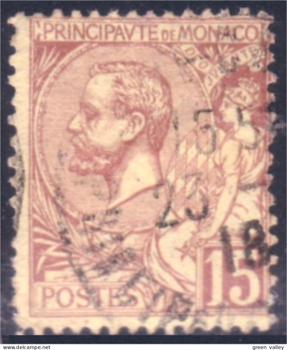 630 Monaco YT 24 1901 15c Brun Oblitération Circulaire (MON-8) - Used Stamps