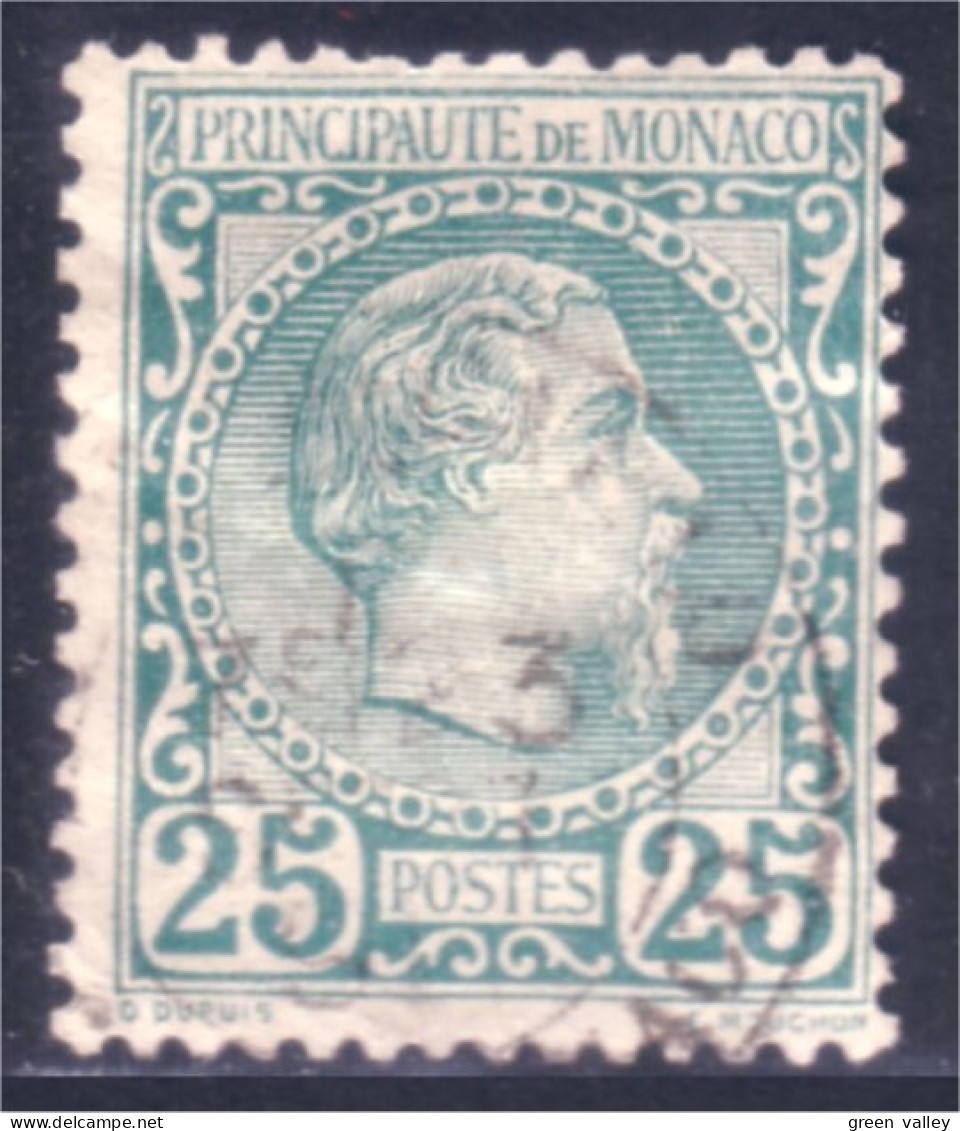630 Monaco YT 6 1885 25c Vert Oblitération Circulaire 12 Mai 92 (MON-3) - Used Stamps