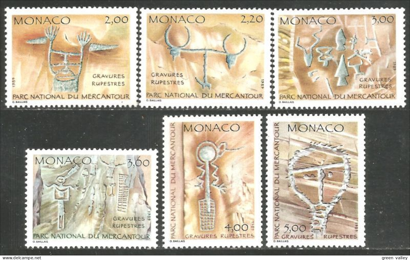 630 Monaco Yv 1663-68 Rock Inscriptions Rupestres Parc Mercancour Park MNH ** Neuf SC (MON-874) - Other & Unclassified