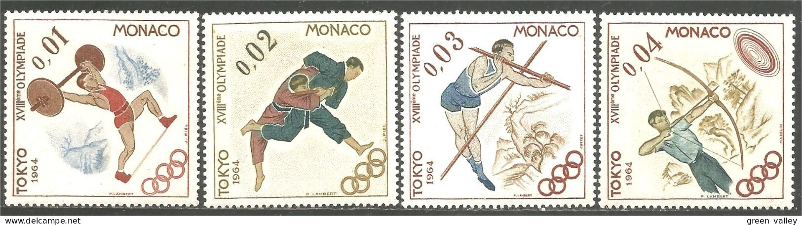 630 Monaco Yv 654-57 Olympiques Tokyo Haltérophilie Weightlifting Judo MH * Neuf (MON-840a) - Sommer 1964: Tokio