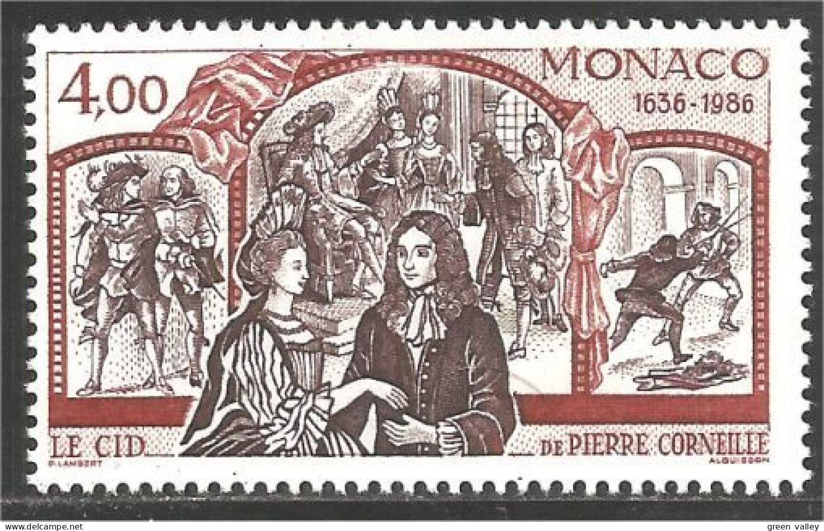 630 Monaco Yv 1547 Corneille Le Cid Ecrivain Writer Escrime Fencing Scrimma MNH ** Neuf SC (MON-832) - Esgrima