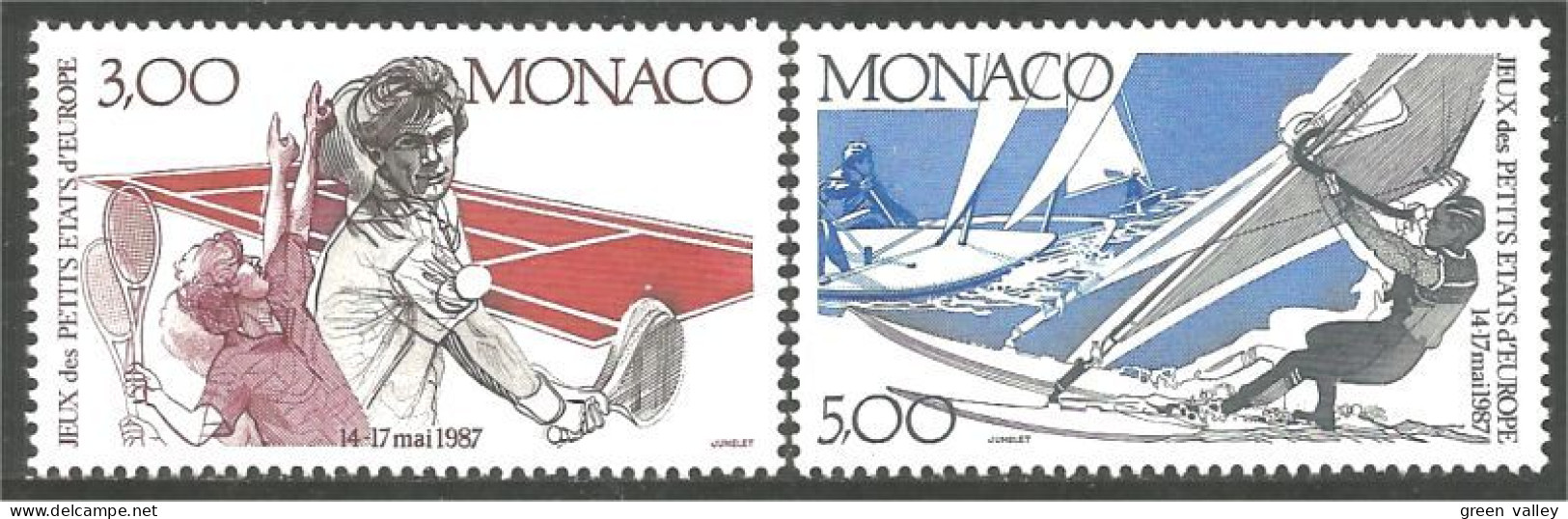 630 Monaco Yv 1579-80 Tennis Planche à Voile Sailboard Sailing Segel Surfbrett MNH ** Neuf SC (MON-812a) - Tennis