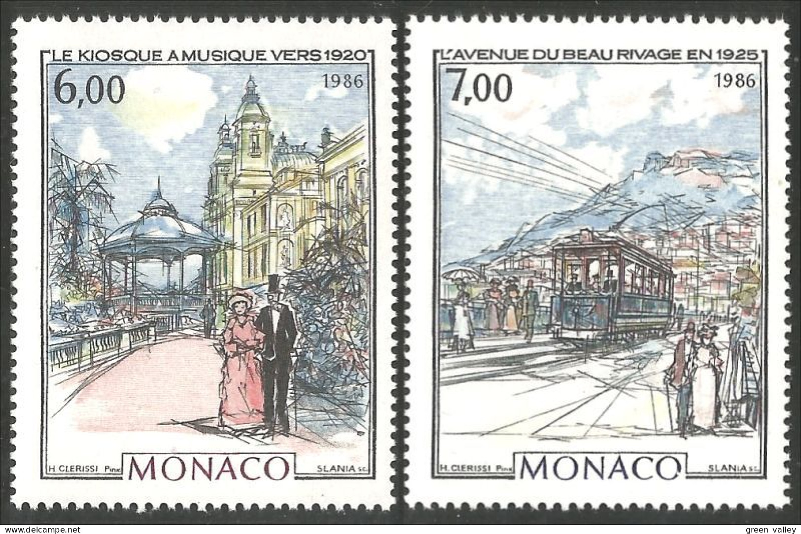 630 Monaco Yv 1543-44 Tramway Train Railways MNH ** Neuf SC (MON-808b) - Tram