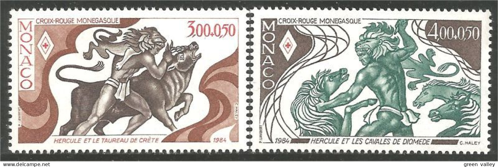 630 Monaco Yv 1435-36 Hercule Taureau Bull Toro Beef Cow Vache Cheval Horse Pferd MNH ** Neuf SC (MON-801) - Cows