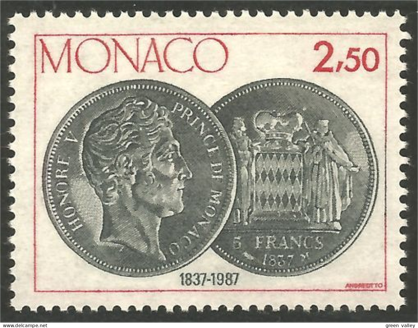 630 Monaco Yv 1600 Pièces Monnaie Coins Honoré V MNH ** Neuf SC (MON-754b) - Coins