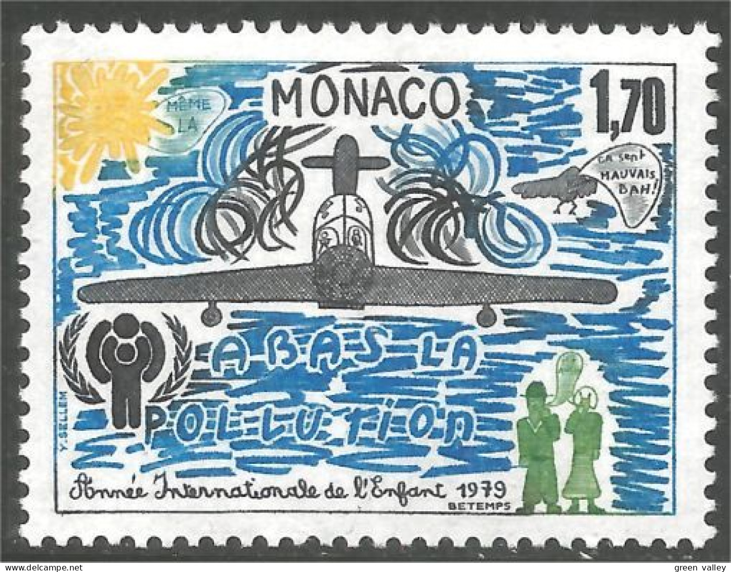 630 Monaco Pollution Avion Airplane Flugzeug Aereo MNH ** Neuf SC (MON-712c) - Polucion