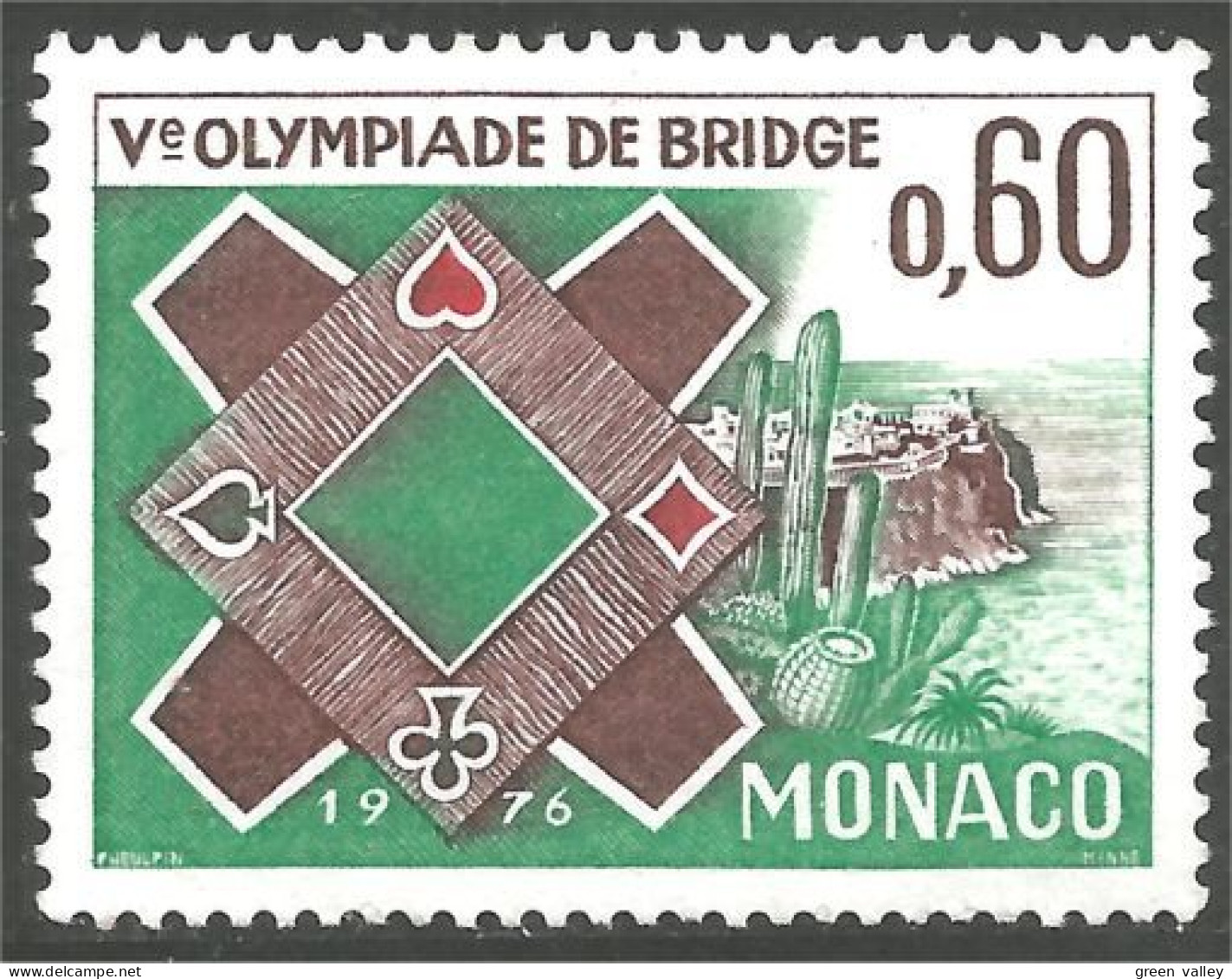 630 Monaco Yv 1052 Olympiade Bridge Cartes Cards MNH ** Neuf SC (MON-709) - Unclassified