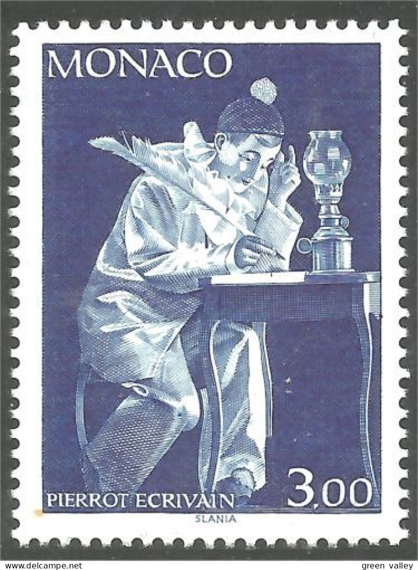 630 Monaco Yv 1738 Pierrot Plume Feather Ecrivain Writer MNH ** Neuf SC (MON-699c) - Sonstige & Ohne Zuordnung