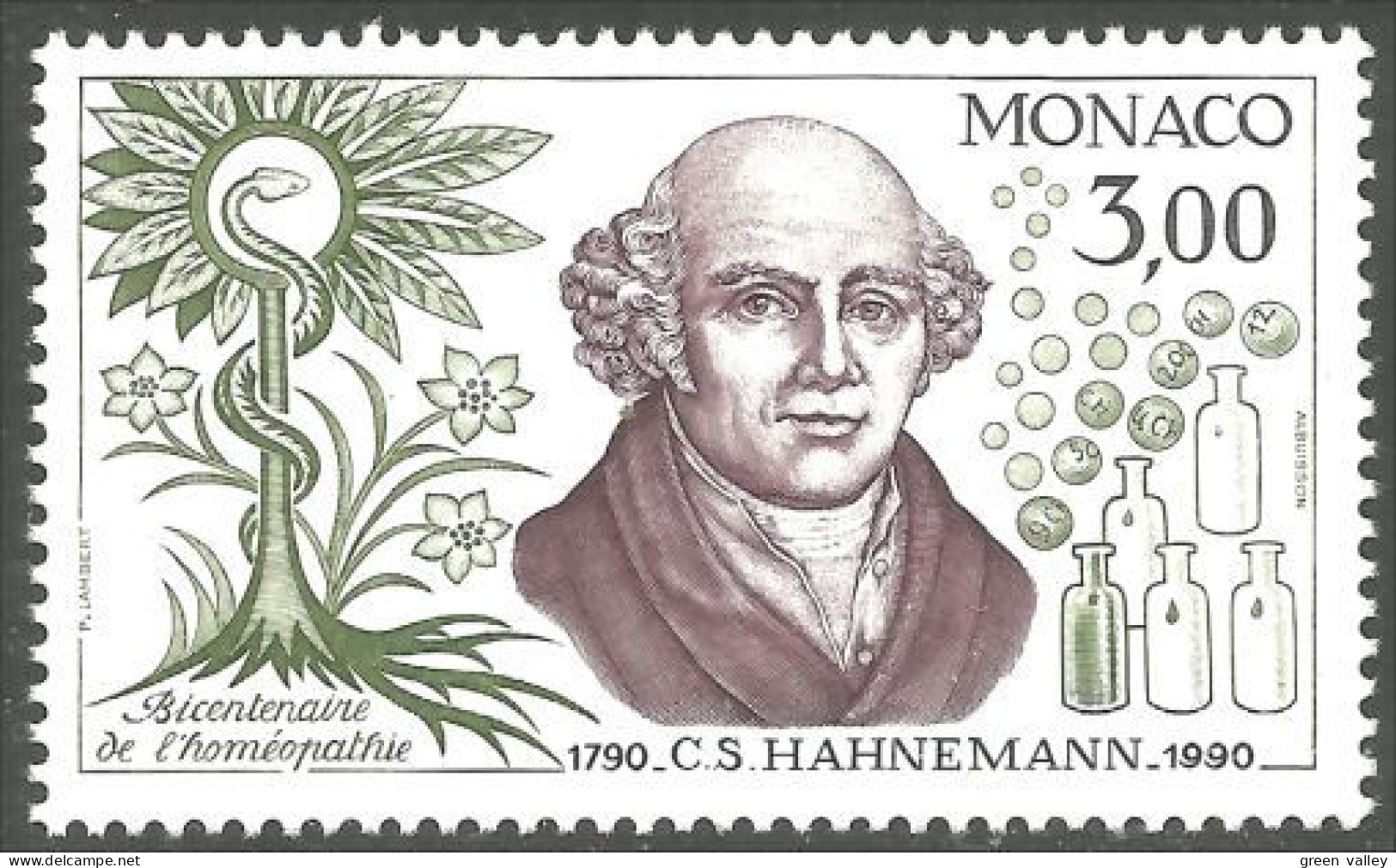 630 Monaco Yv 1739 Homeopathie Homeopathy Hahnemann Pharmacie MNH ** Neuf SC (MON-700a) - Medicine