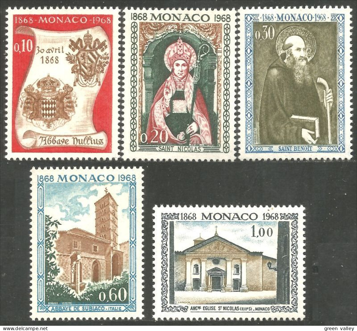 630 Monaco Yv 744-748 Abbaye Nullius Diocesis Abbey Subiaco MNH ** Neuf SC (MON-682) - Abadías Y Monasterios