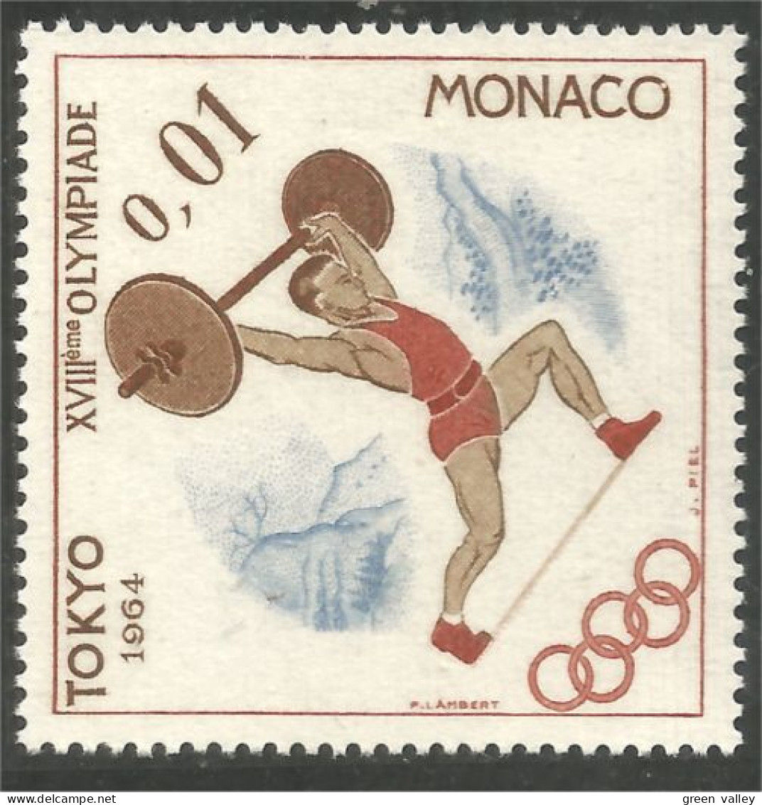 630 Monaco Yv 654 Tokyo 1964 Haltérophilie Weight Lifting MNH ** Neuf SC (MON-625a) - Summer 1964: Tokyo