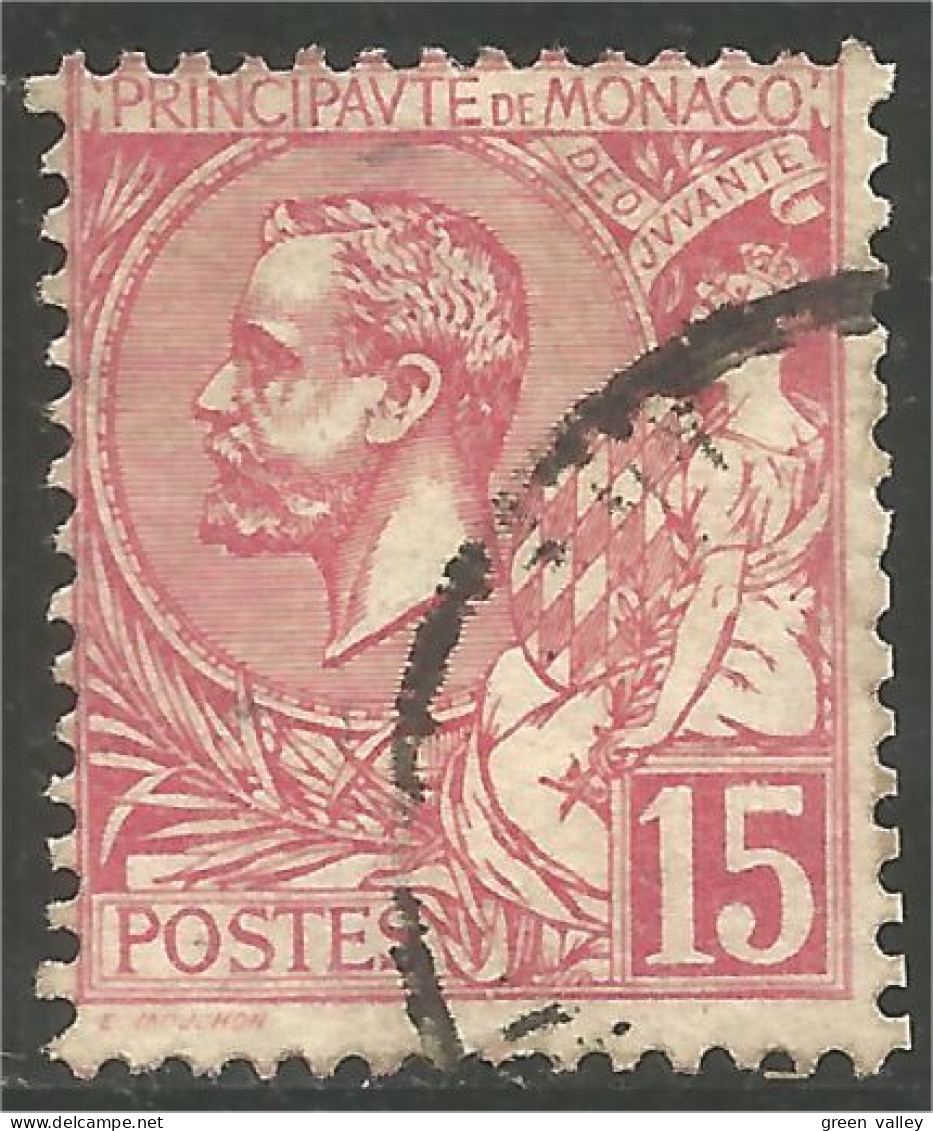 630 Monaco Yv 15 Prince Albert Ier 15c 11 Euros (MON-617) - Used Stamps