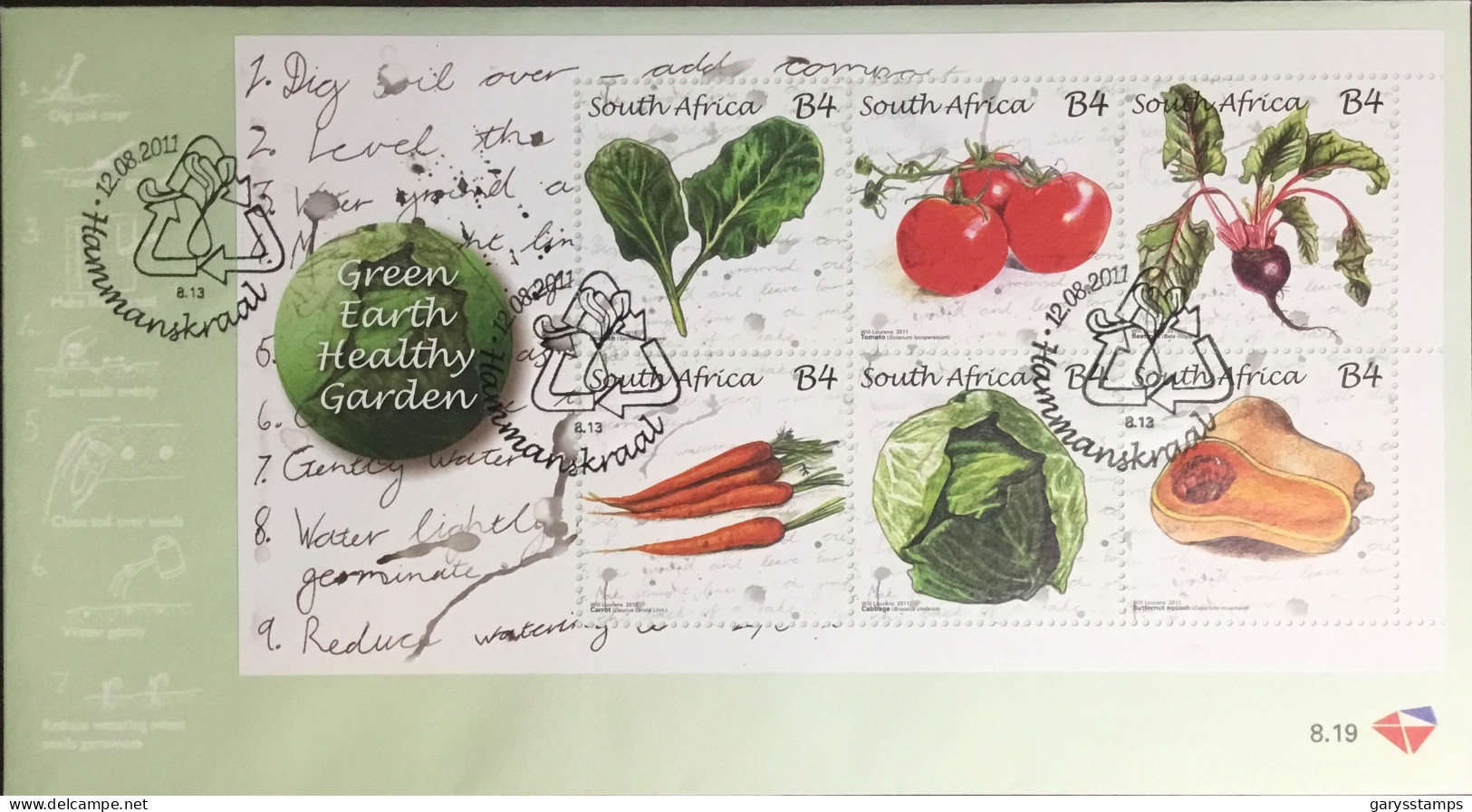 South Africa 2011 Green Earth Vegetables FDC Cover - FDC