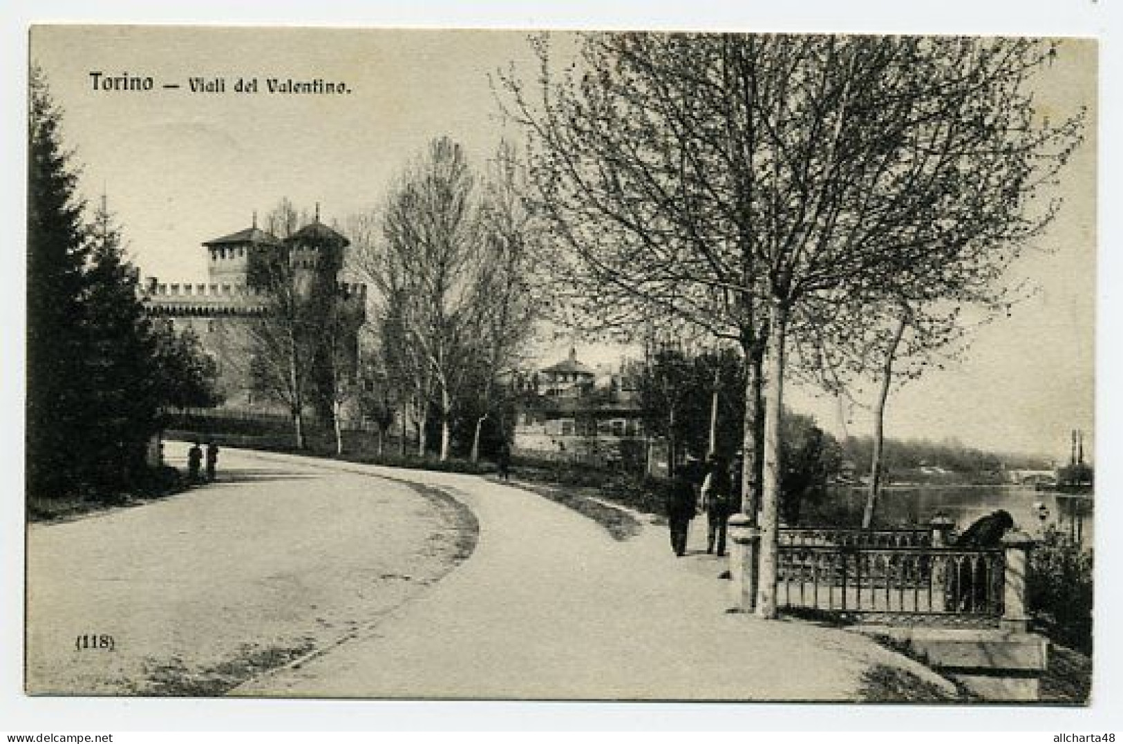 D5029] TORINO VIALI DEL VALENTINO Scorcio Del Borgo Medievale Cartolina Viaggiata 1910 - Parks & Gardens