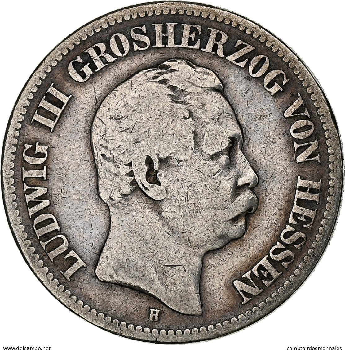 Etats Allemands, HESSE-DARMSTADT, Ludwig III, 2 Mark, 1876, Darmstadt, Argent - Altri & Non Classificati