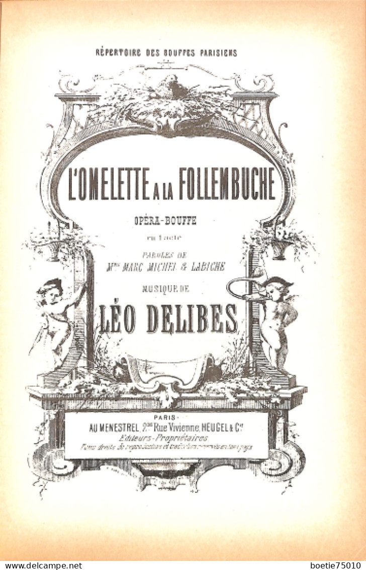 L'Omelette à La Follembûche. Opéra-bouffe. Partition Ancienne, Couverture Illustrée Barbizet - Spartiti