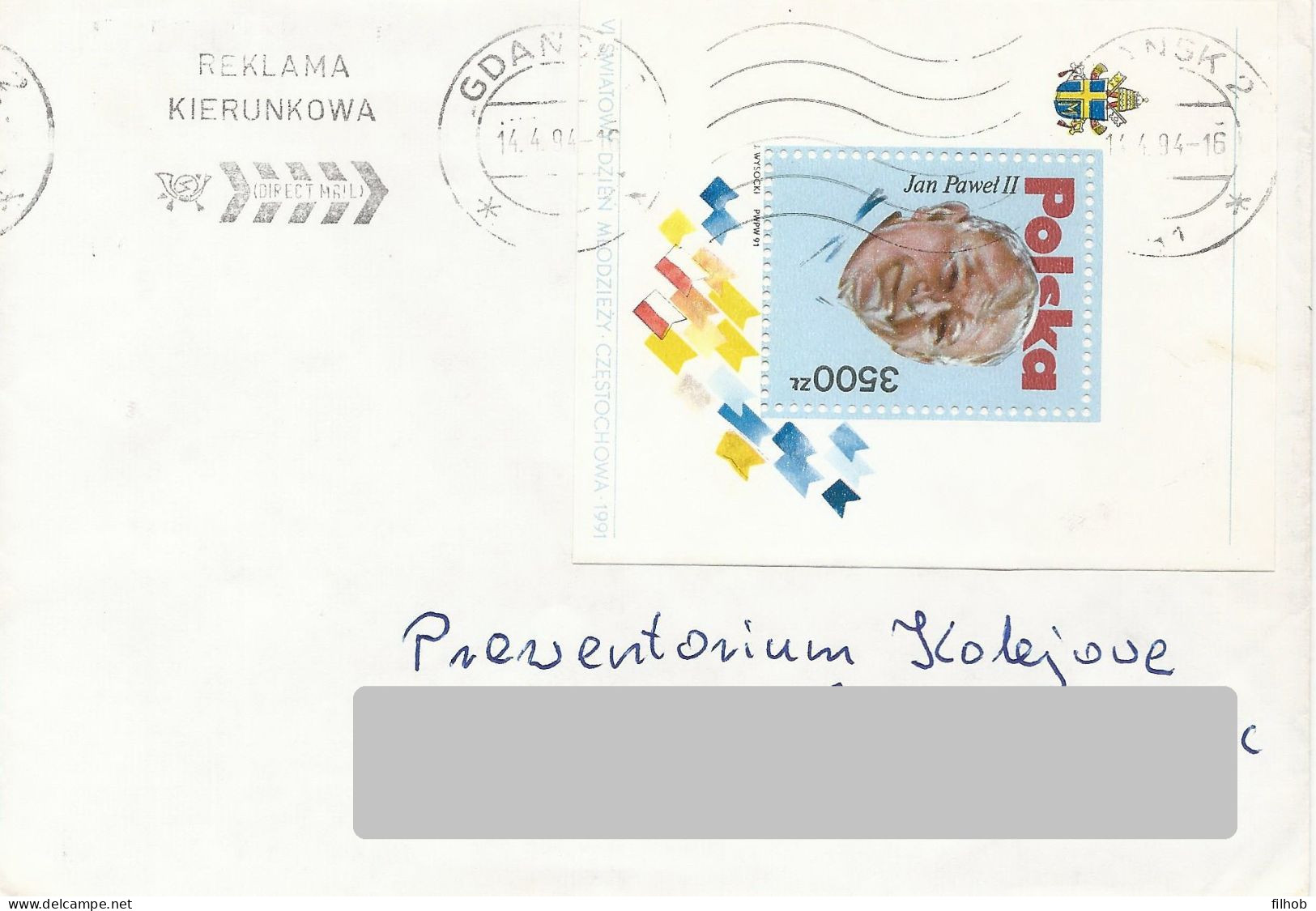 Poland Stamps Used (B202): Block 99 Pope John Paul II (postal Circulation  Gdansk) - Blocs & Hojas