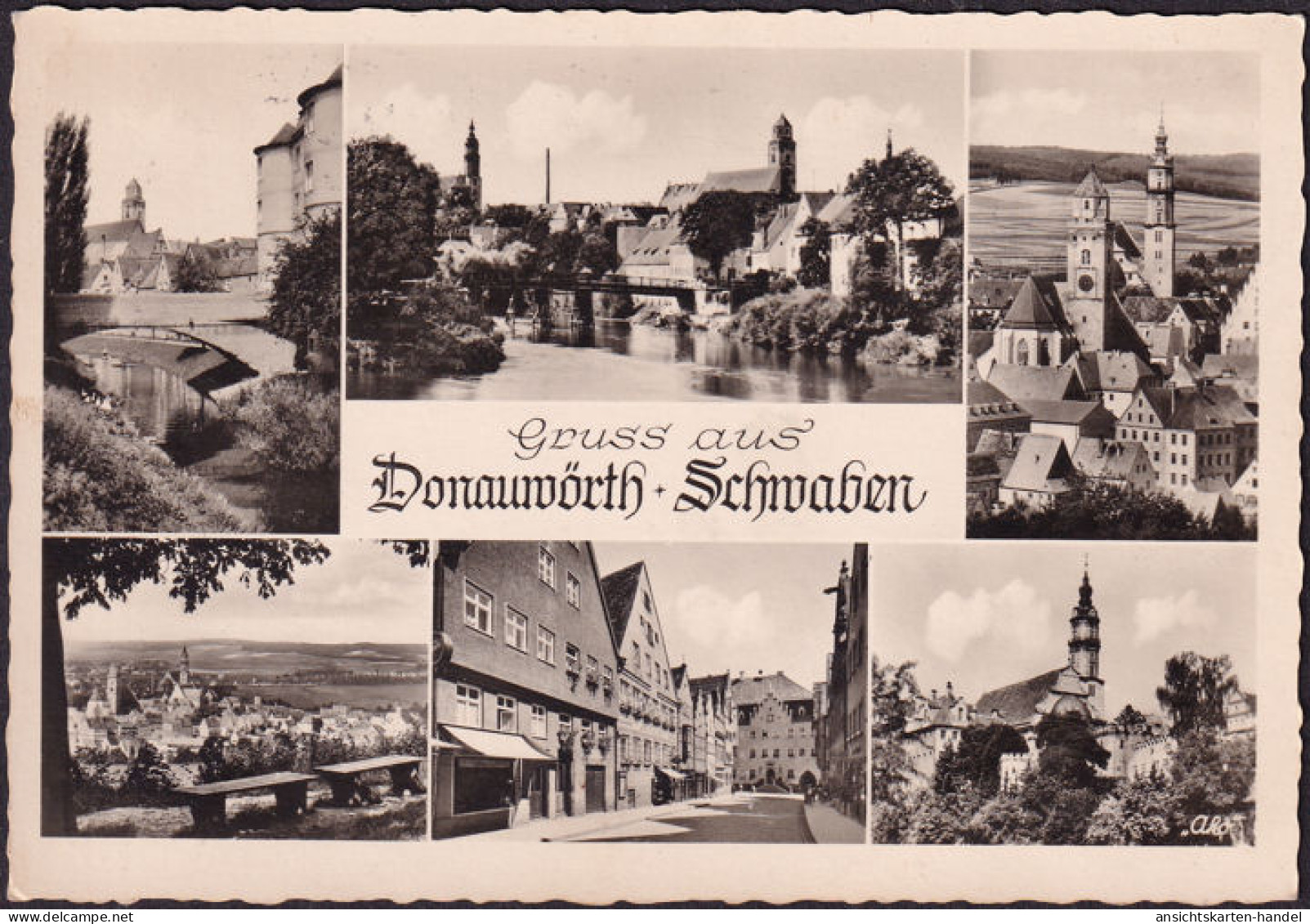 AK Donauwörth, Stadtansichten, Kirche, Gelaufen 1955 - Donauwoerth