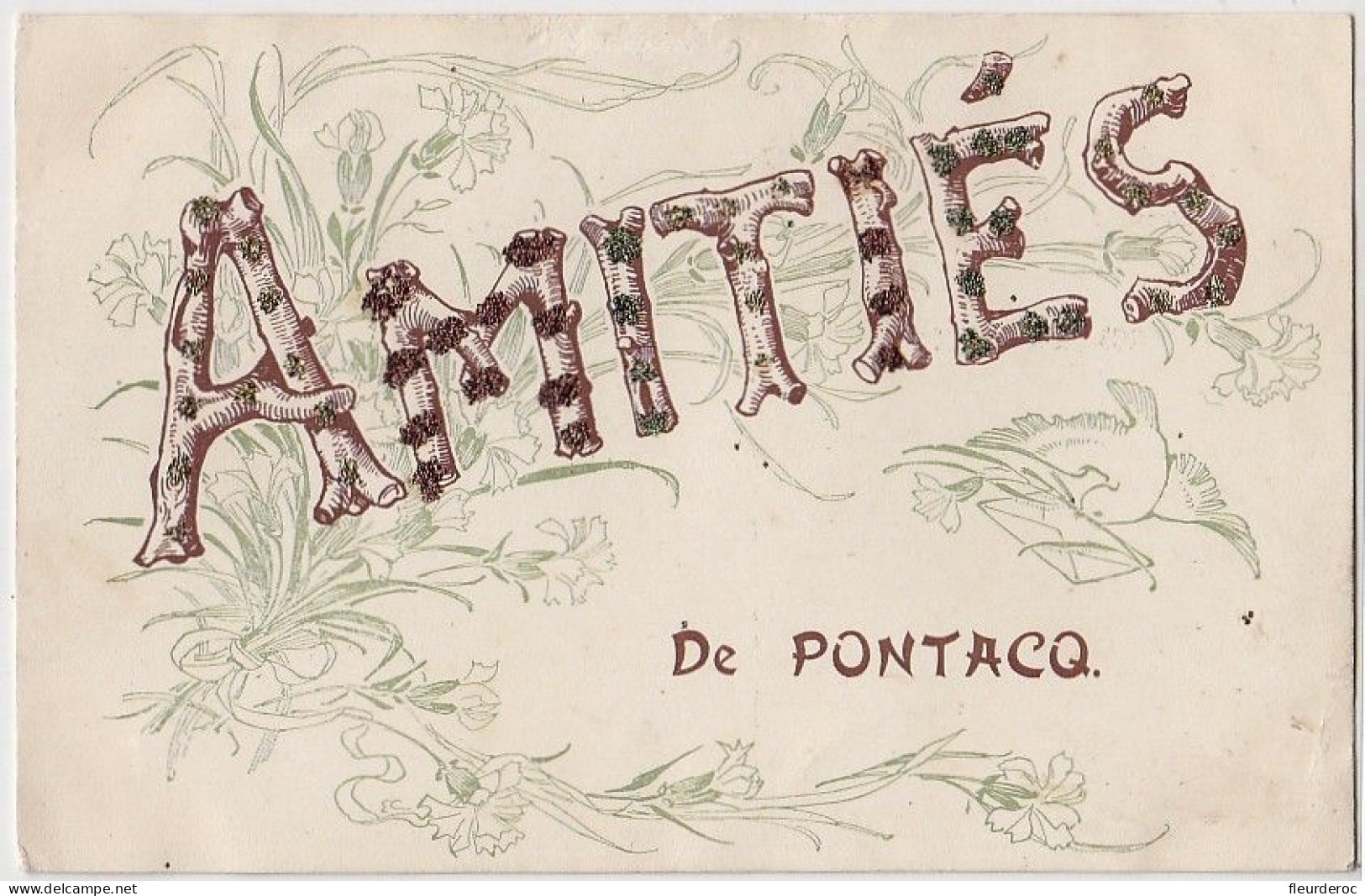 64 - B55782CPA - PONTACQ - Amities - Carte Fantaisie - Ajoutis Perles - Très Bon état - PYRENEES-ATLANTIQUES - Pontacq