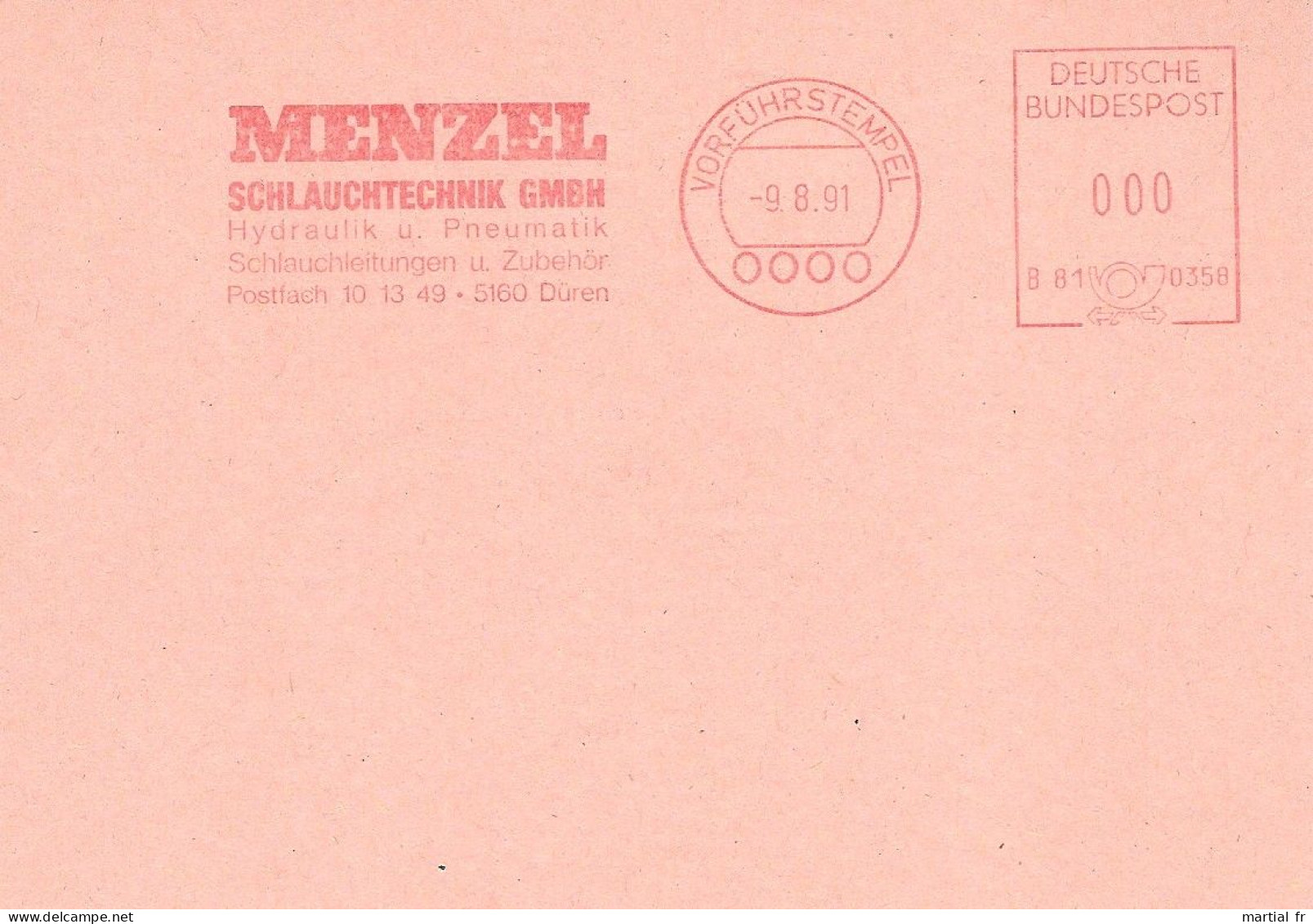 EMA ALLEMAGNE Pneumatique DUREN VORFUHRSTEMPEL SPECIMEN Schlauch Technik Tuyau Hydraulik Hydraulique Pneumatik - Usines & Industries