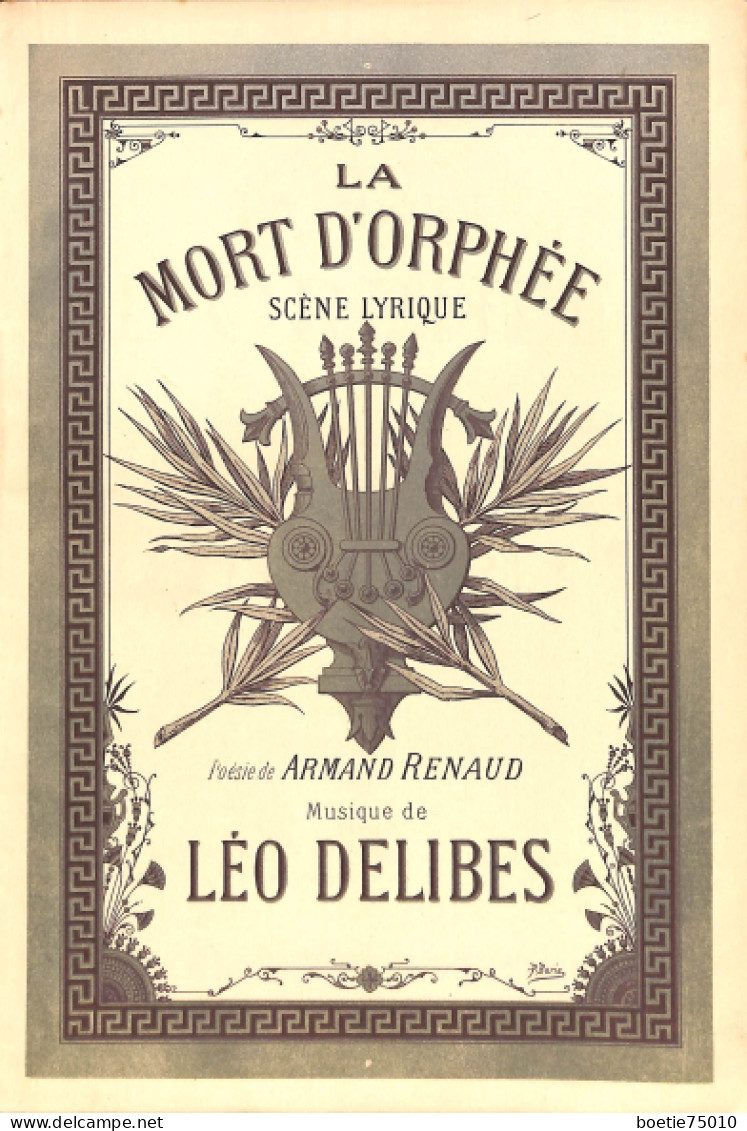 La Mort D'Orphée. Scène Lyrique De Delibes. Partition Ancienne, Couverture Illustrée Borie - Spartiti