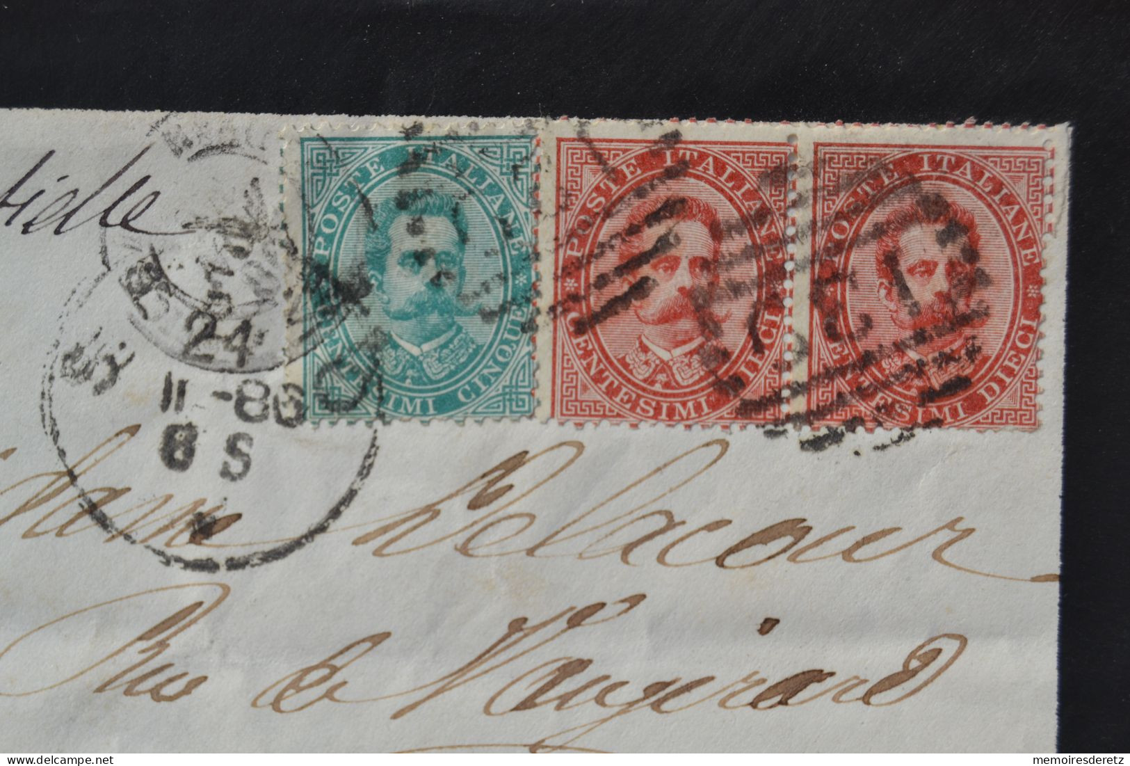 Italie Italia - Enveloppe Timbre Humbert 1er 5 Et 10 Cent. - 1885 Pour Paris France - Autres & Non Classés