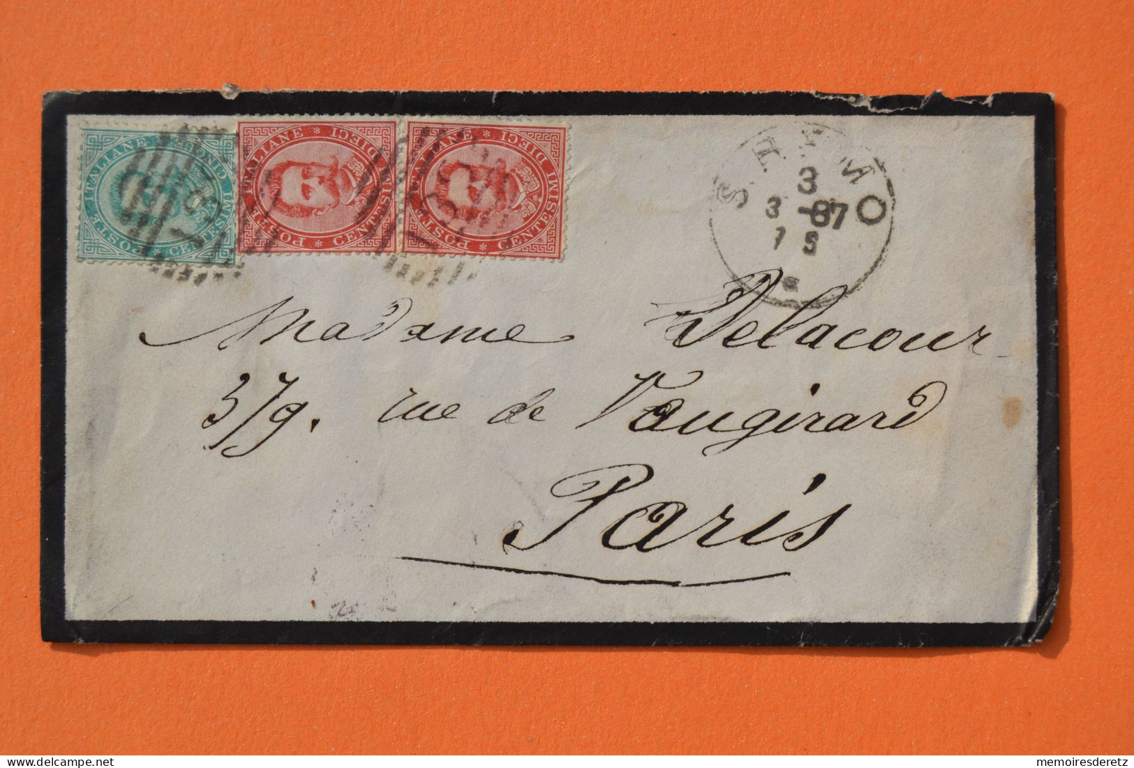 Italie Italia - Enveloppe Timbre Humbert 1er 5 Et 10 Cent. - San Remo 1885 Pour Paris France - Sonstige & Ohne Zuordnung