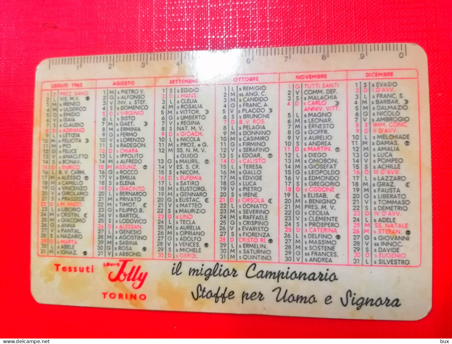 1962 Tessuti Levi's Jolly Torino Calendario Tascabile - Tamaño Pequeño : 1941-60