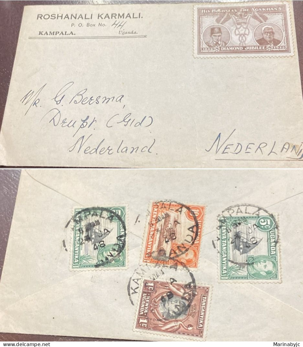 D)1935, KENYA TANGANIKA, LETTER CIRCULATED TO NEDERLAND, WITH STAMPS PORTRAIT OF KING GEORGE VI, DHOW OVER LAKE VICTORIA - Kenia (1963-...)
