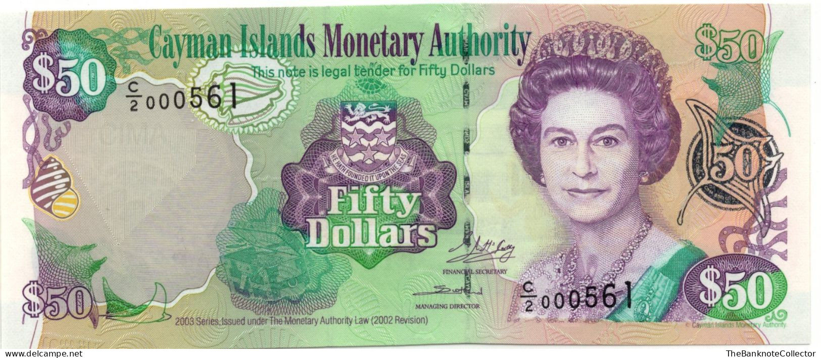 Cayman Islands 50 Dollars 2003 QEII P-32 Prefix C/1 UNC - Kaimaninseln