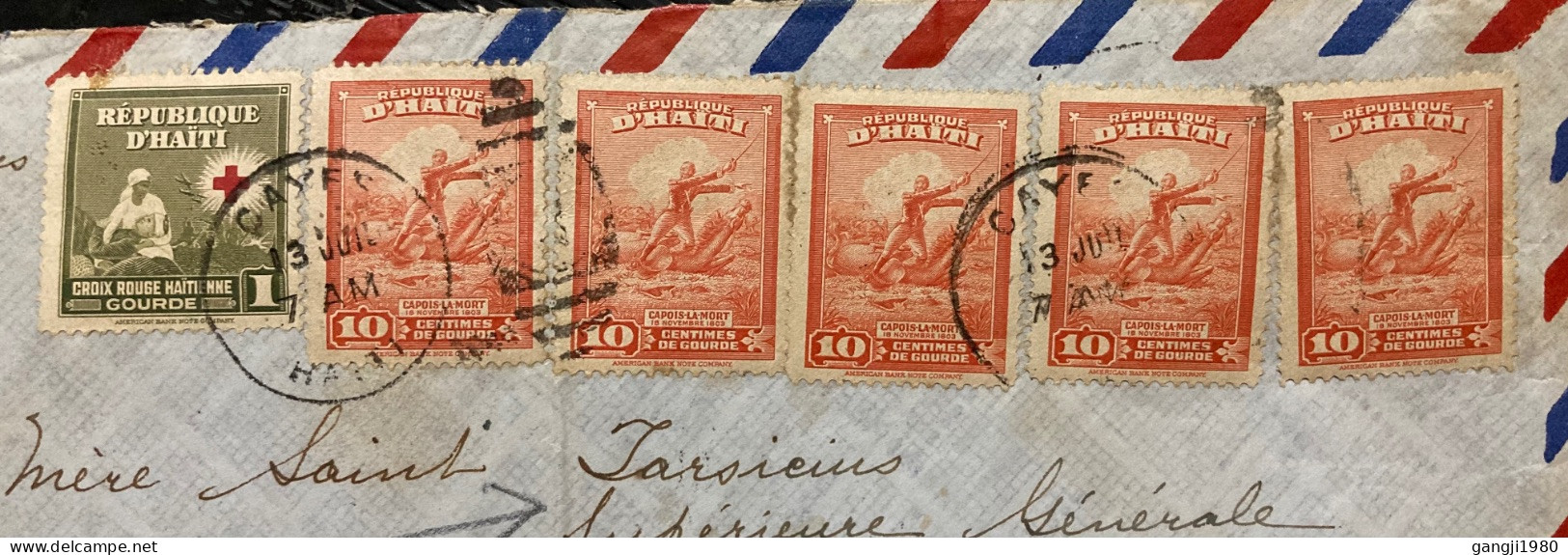 HAITI 1949, COVER USED TO FRANCE, SLOGAN VISIT PORT AU PRINCE,1944 NURSE & SOLDIER,1946 ROOSEVELT, CAPOIS  LA MORT, 1947 - Haïti