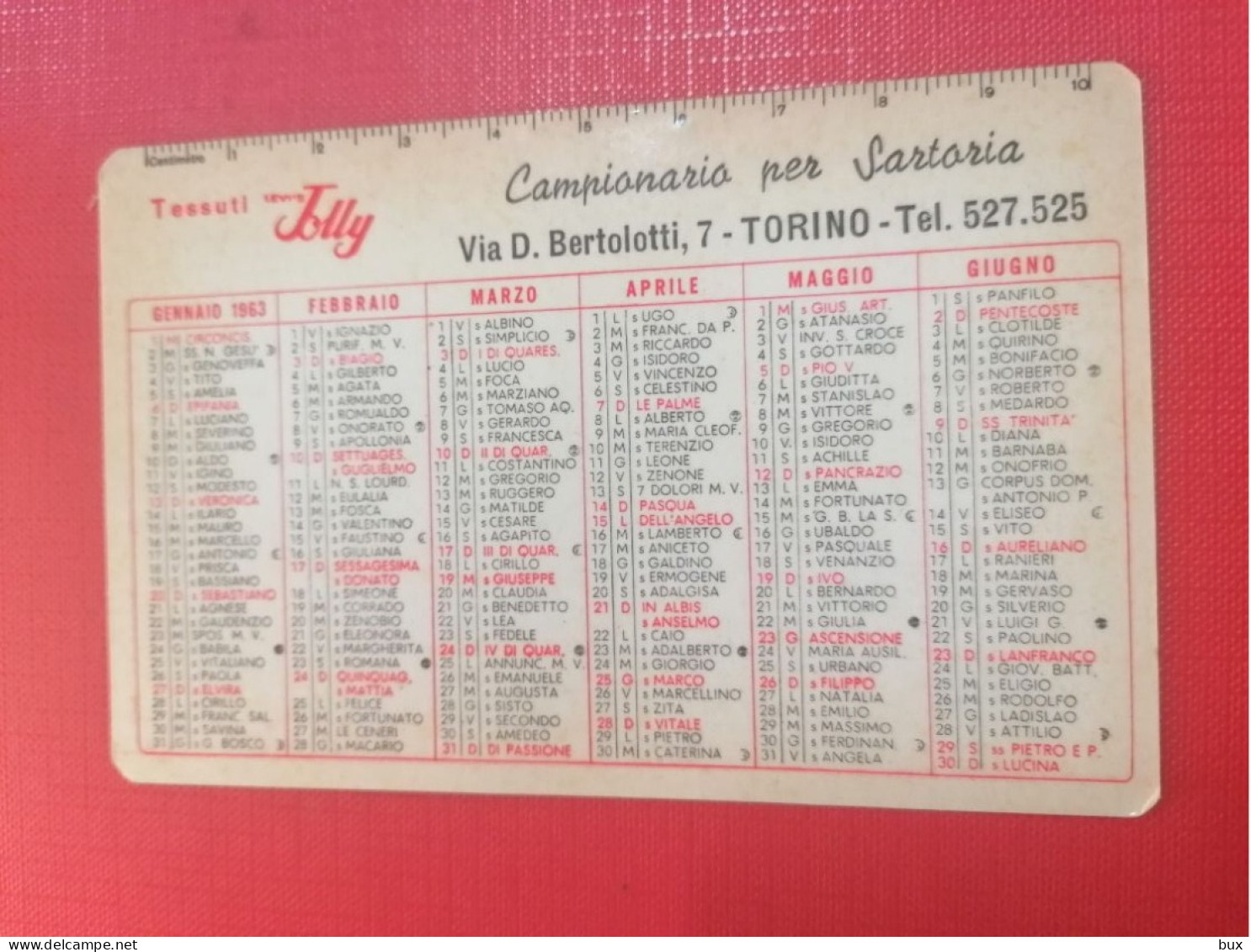 1963 Tessuti Levi's Jolly Torino Calendario Tascabile - Small : 1961-70