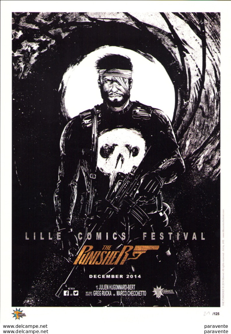 HUGONNARD BERT : Exlibris De Salon COMIX LILLE 2014 ( Punisher ) - Illustratori G - I