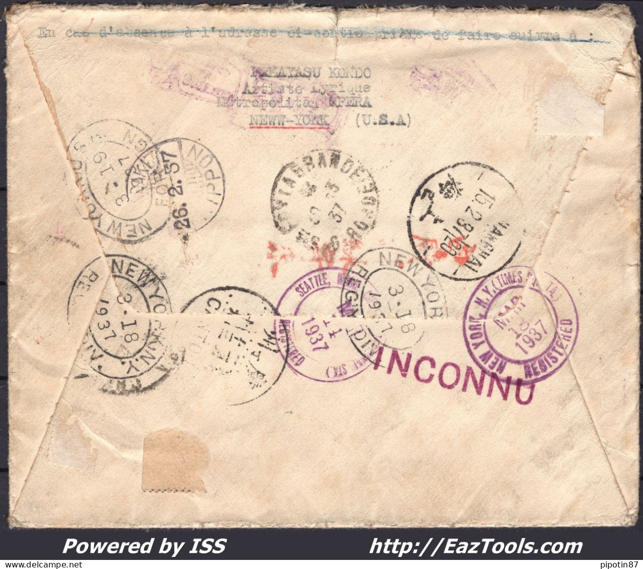 FRANCE N°302/321/330 A 333/334 SUR LETTRE RECOMMANDÉE POUR LE JAPON - Covers & Documents