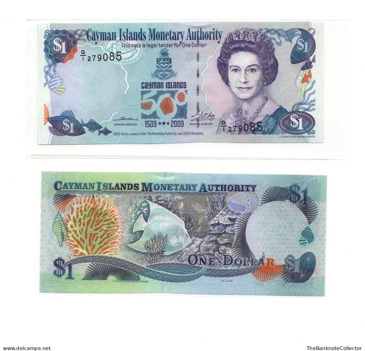 Cayman Islands 1 Dollar 2003 Commemorative QEII P-30 UNC Prefix Q/1 - Cayman Islands