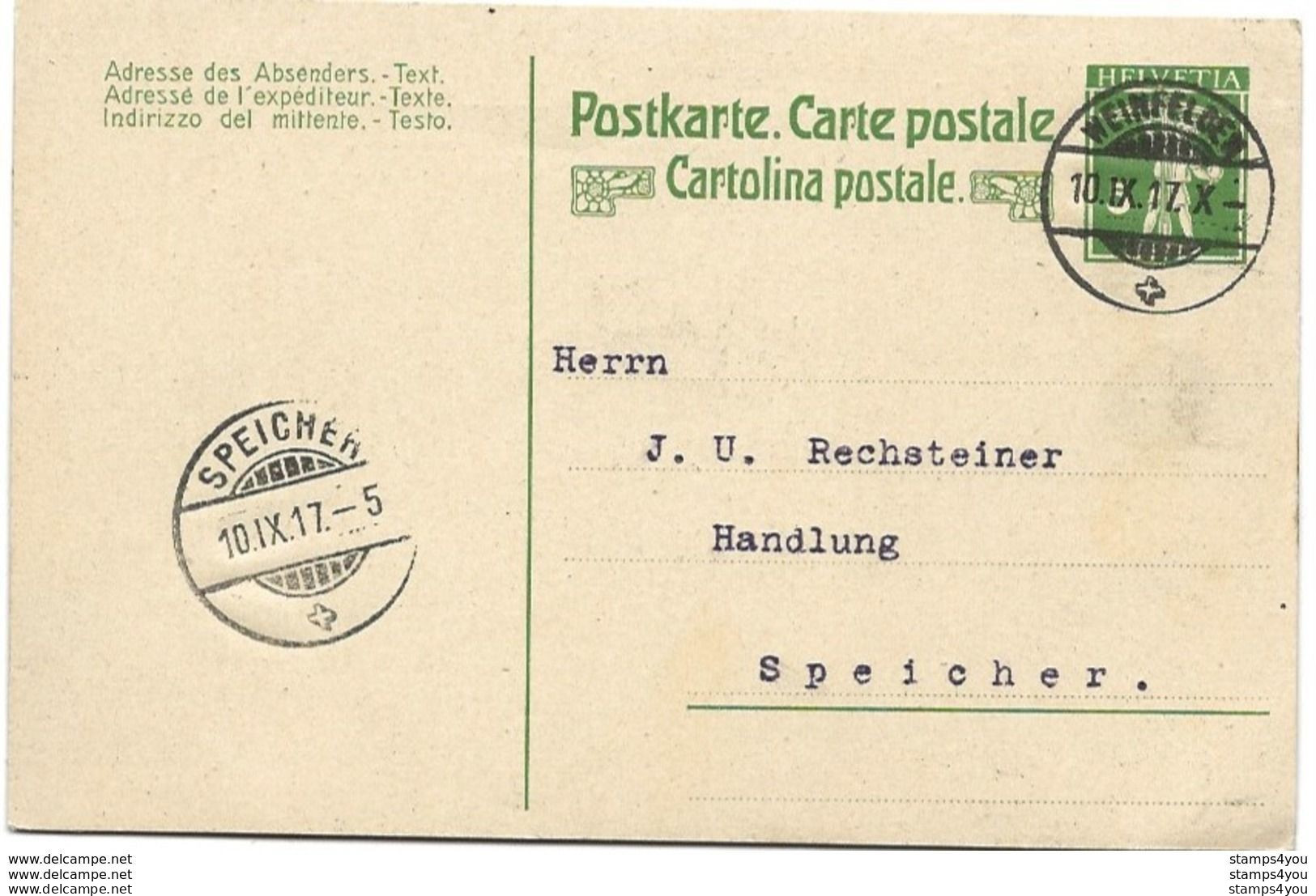 24 - 74 - Entier Postal Avec Superbe Cachet à Date Weinfelden 1917 - Interi Postali