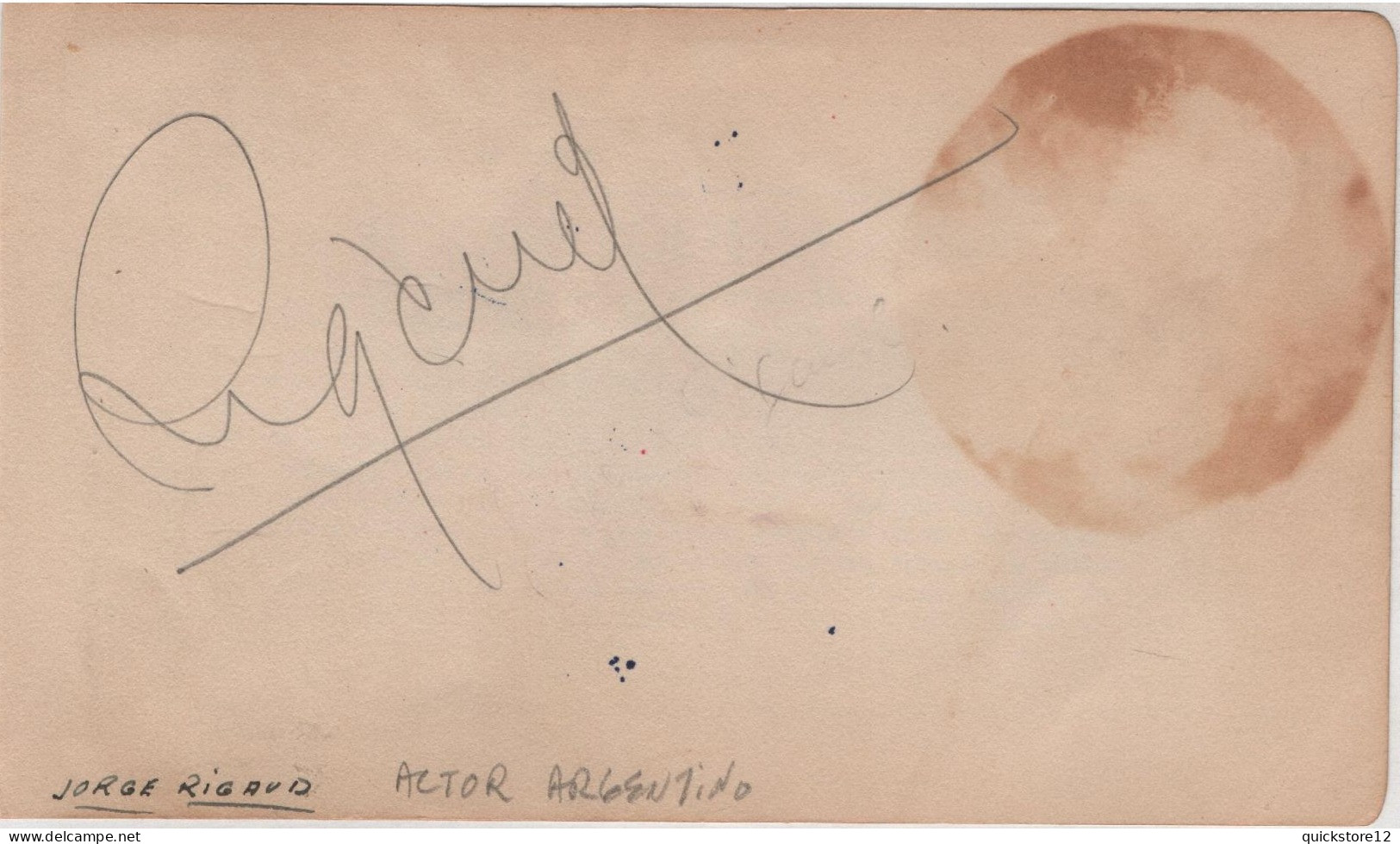 Autógrafo Del Actor Y Director Italiano Vittorio Gasman / Autografo Del Actor Argentino  Jorge Rigaud - 6227 - Sänger Und Musiker