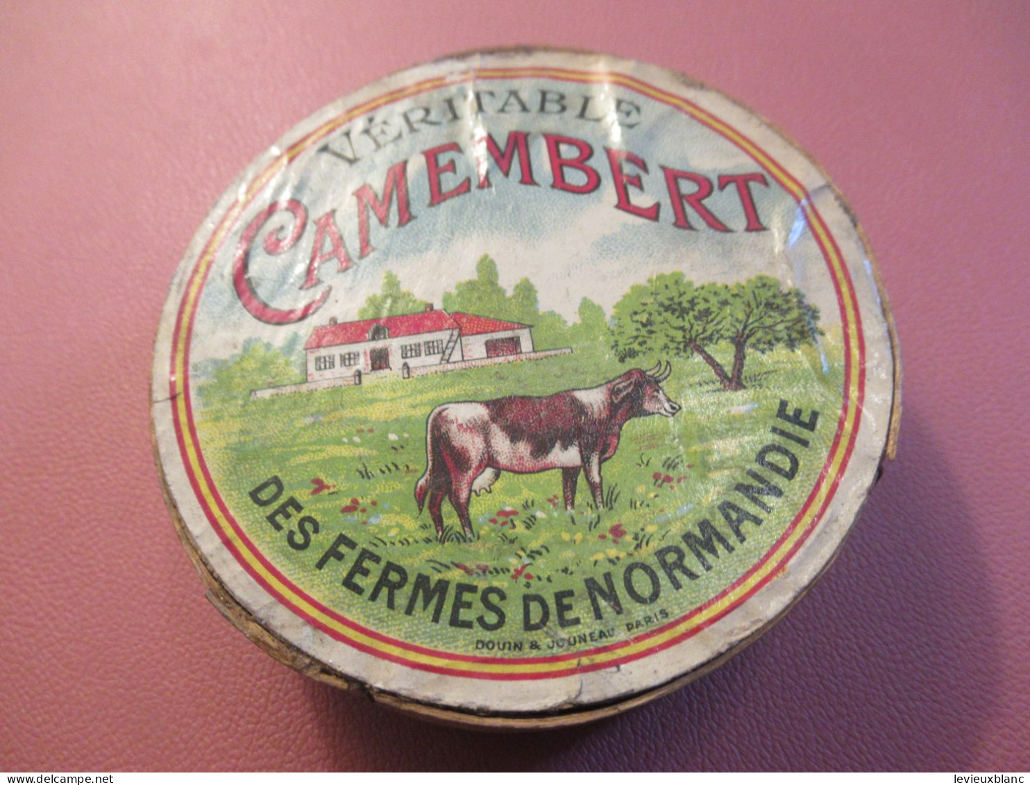 Boite Bois Ancienne Avec étiquette /FROMAGE/Véritable Camembert  Des Fermes De NORMANDIE/ Vers 1960   FROM45 - Cheese