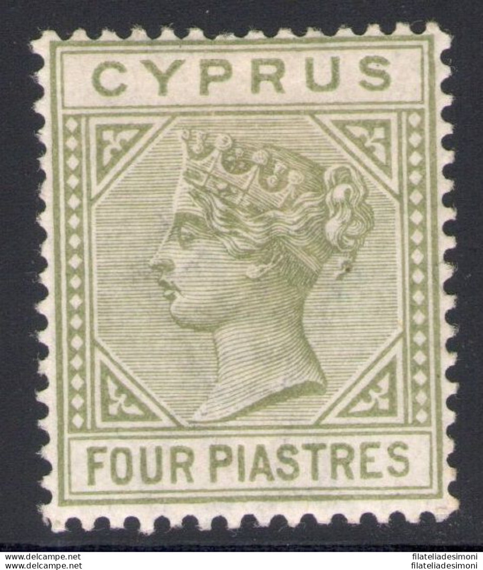 1892  CIPRO, SG 35  4 Piastre Grigio Oliva  - MLH* - Sonstige & Ohne Zuordnung