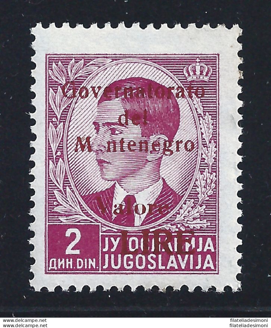 1942 MONTENEGRO, N° 52c , 2 Din Rosa Lilla , Soprastampa "M Ntenegro"  MLH* RAR - Altri & Non Classificati