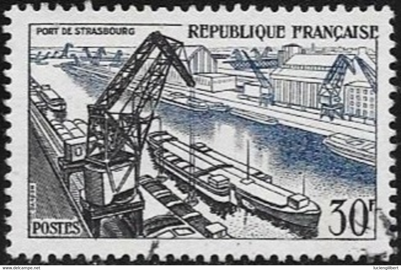 N° 1080  FRANCE  - OBLITERE  -  LE PORT DE STRASBOURG   -  1956 - Oblitérés