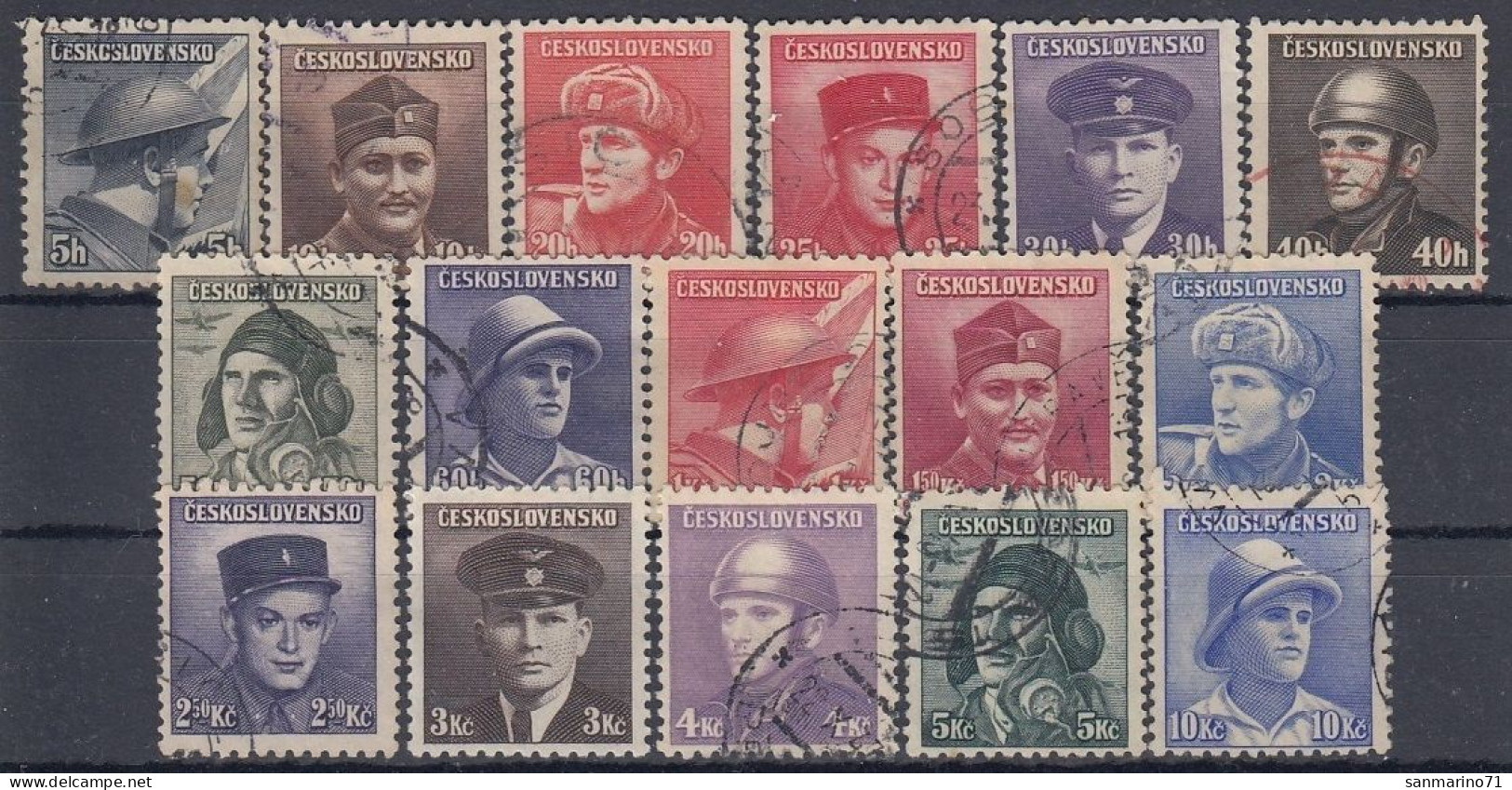 CZECHOSLOVAKIA 439-454,used,falc Hinged - Oblitérés