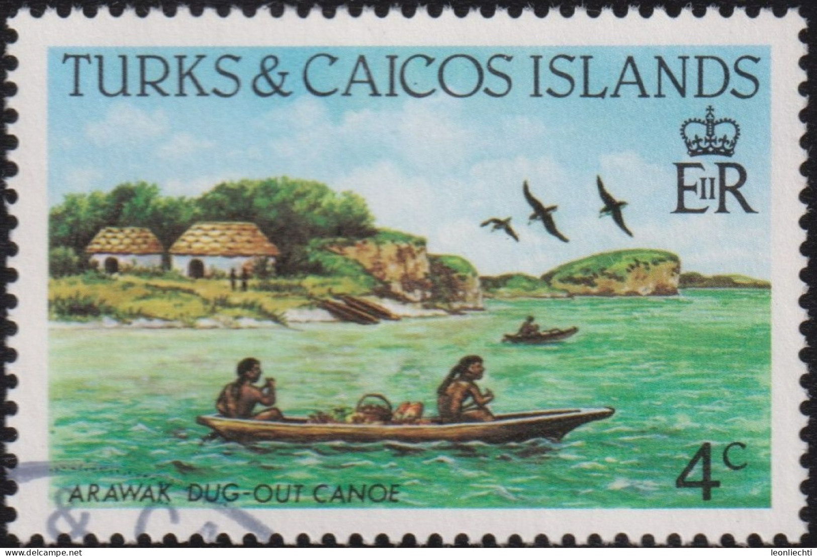 1984 Turks & Caicos ° Mi:TC 658A, Sn:TC 578a, Yt:TC 660, Sg:TC 769a, Dug-out Canoe, Schiffe - Turks And Caicos