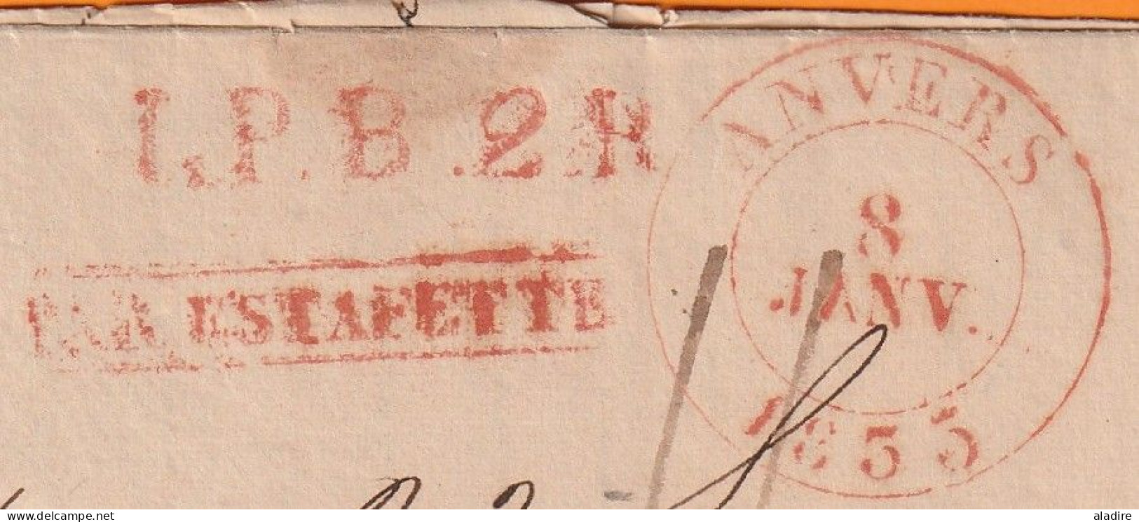 1835 - Lettre PAR ESTAFETTE + Cours De La Bourse D'Anvers - Lettre Pliée Vers Paris, France - Entrée Valenciennes - 1830-1849 (Unabhängiges Belgien)