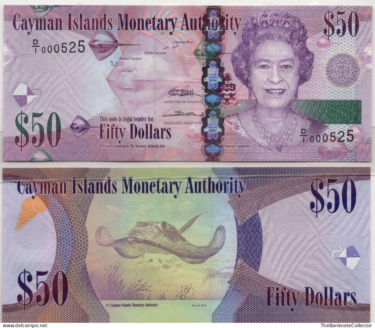 Cayman Islands 50 Dollars 2010 QEII P-42 UNC Low Serial Number 524 - Islas Caimán