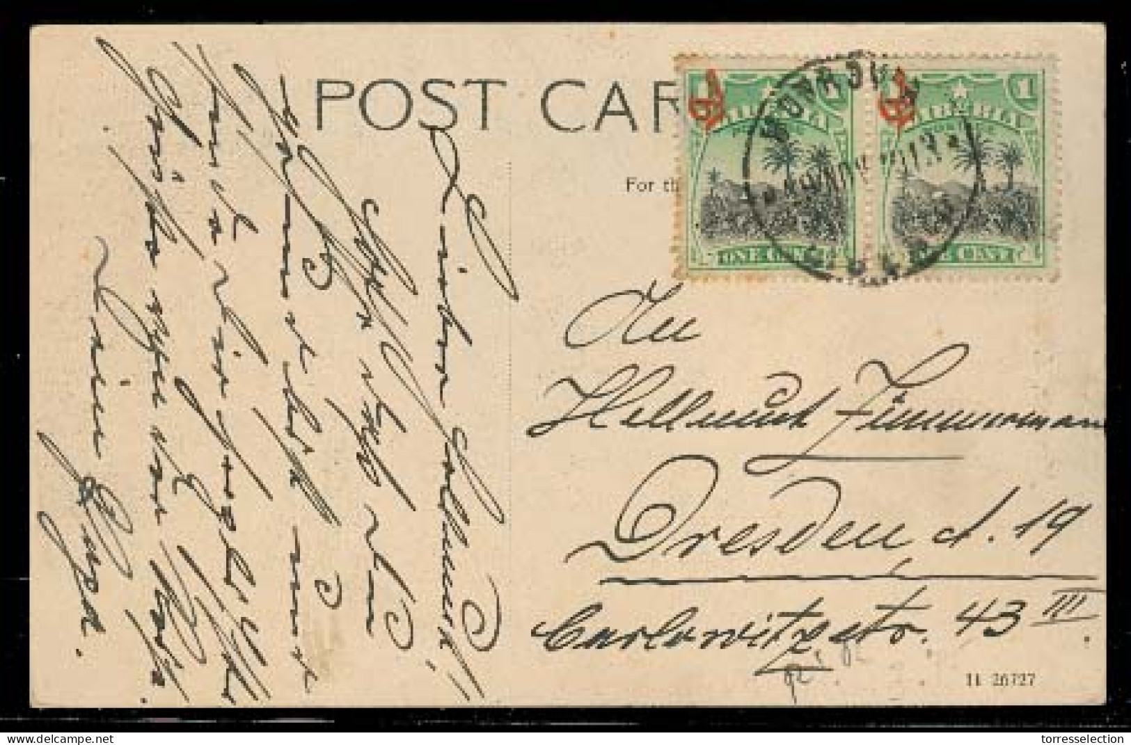 LIBERIA. 1910. Monrovia - Germany. Fkd Ovptd Issue / PPC. - Liberia