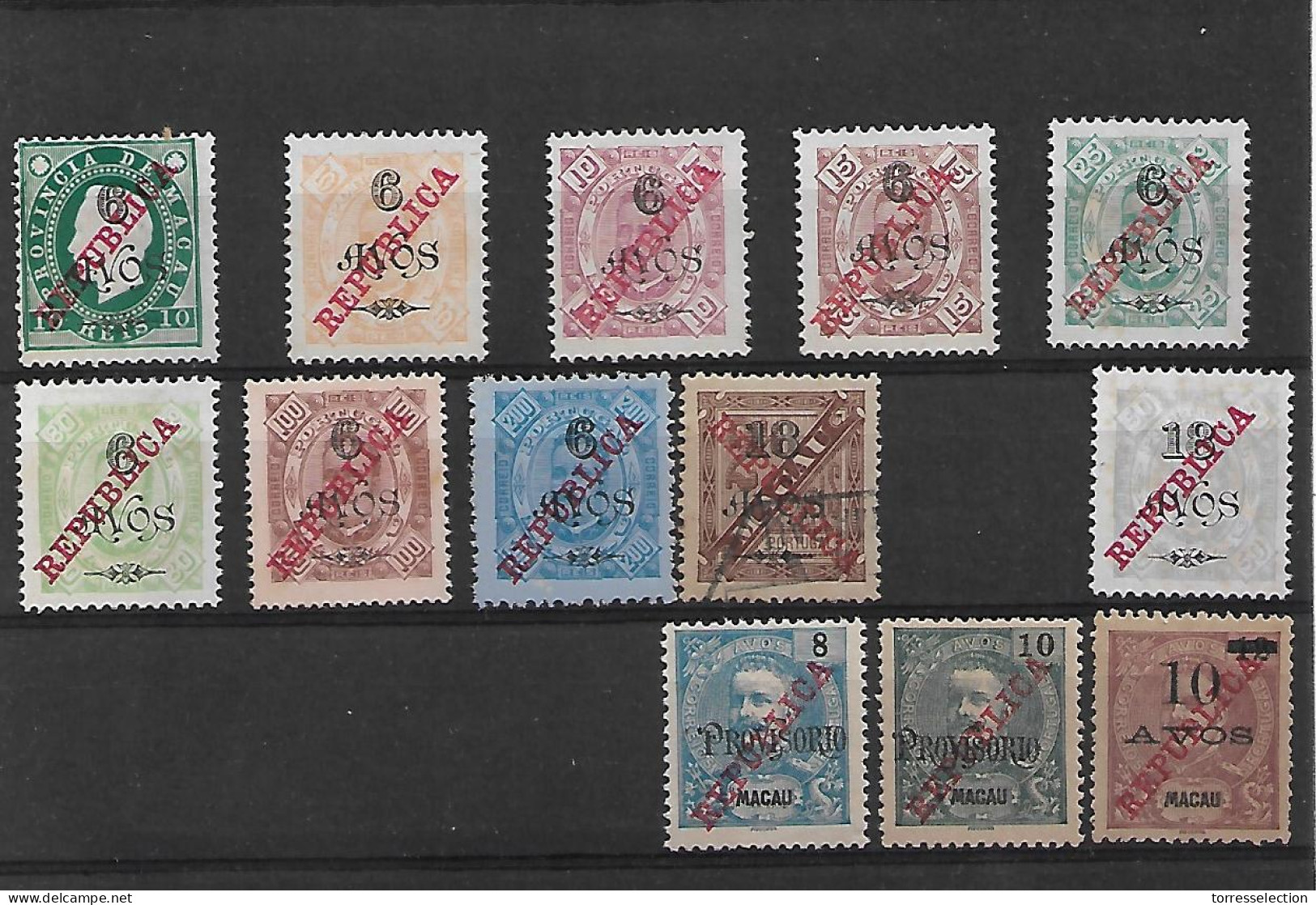 MACAU. 1915. Republica Lisboa Ovptd. Choi 226-242(x) 13 Diff Values All Mint Except 234º Including Key 226(x) XF 6a/100a - Other & Unclassified