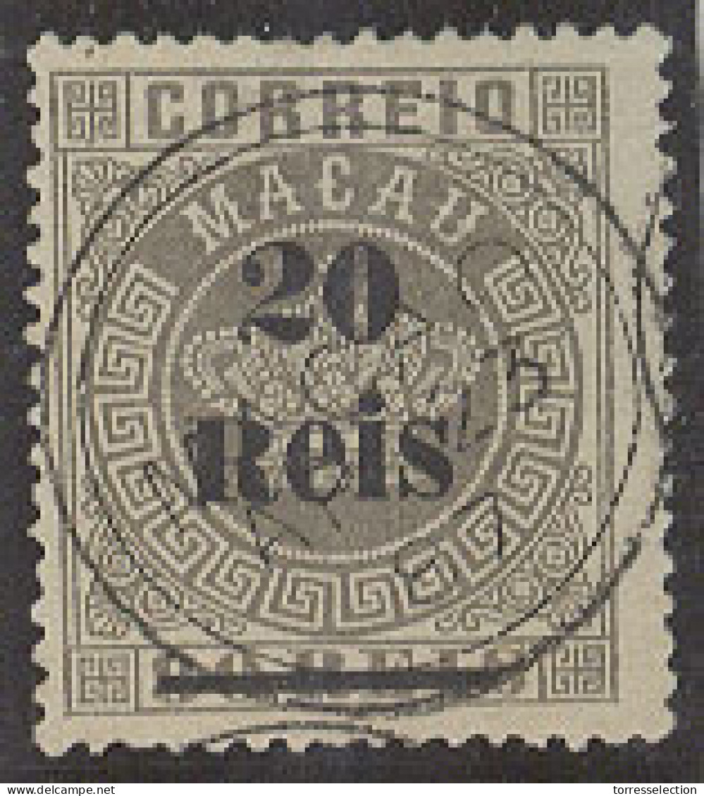 MACAU. 1887. Af 28º. 20rs / 80rs Black Grey Shade Perf 13 1/2 Well Centered Cds 23 AP 87. - Andere & Zonder Classificatie